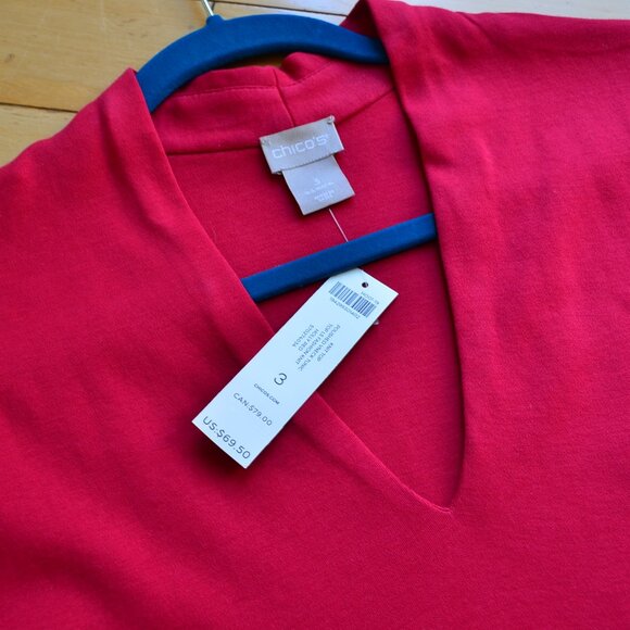 Chico's Chicos Knit Top Polished V Neck Tunic Size 3 US XL NWT - Picture 2 of 7